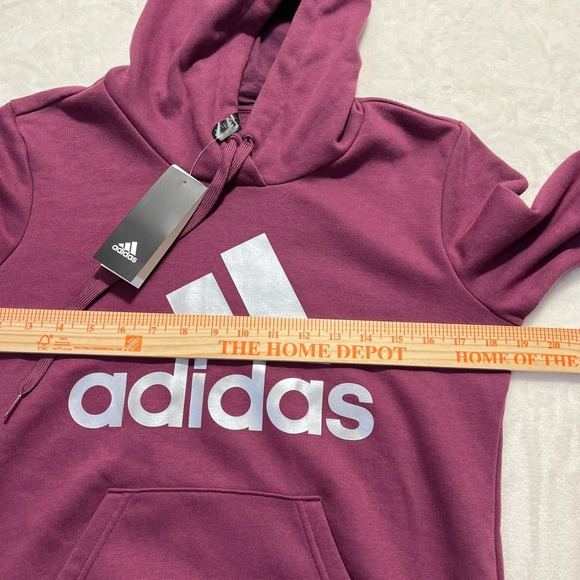 ADIDAS Womens Metallic Logo Hoodie Victory Crimson Color Size Small NWT - Picture 8 of 11